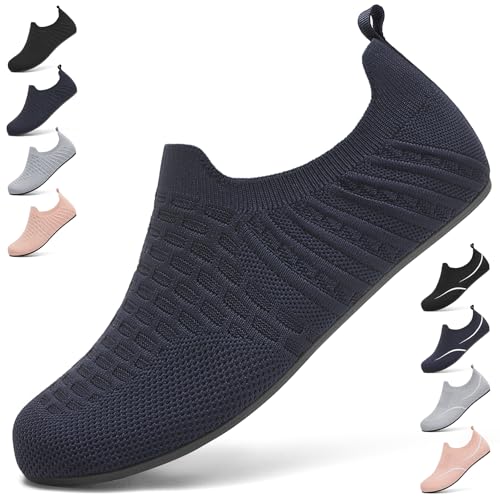 Hausschuhe Damen Herren Leichte Hüttenschuhe Rutschfest Pantoffeln Bequem Slip on Flache Home Slippers Unisex Haussocken Barfußschuhe Hausschuhsocken. Blau, 44 EU von BARFULKER