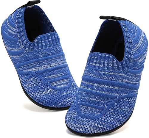 BARFULKER Hausschuhe Kinder Jungen Mädchen Atmungsaktive Pantoffeln Leicht Rutschfest Lauflernschuhe Kleinkinder Hüttenschuhe Slippers Barfußschuhe,Blau 28/29 EU von BARFULKER