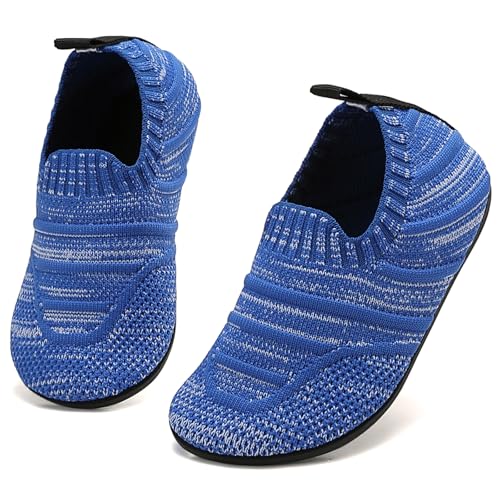 BARFULKER Hausschuhe Kinder Jungen Mädchen Leicht Rutschfest Atmungsaktive Pantoffeln Kleinkinder Schuhe Barfussschuhe für kinder Weiche Slippers (Blau 26/27 EU) von BARFULKER