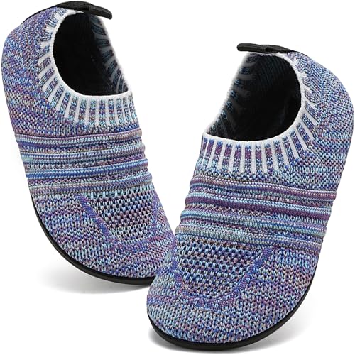 BARFULKER Kinder Hausschuhe Jungen Mädchen Atmungsaktive Pantoffeln Leicht Rutschfest Lauflernschuhe Kleinkinder Hüttenschuhe Slippers Barfußschuhe,Lila 28/29 EU von BARFULKER