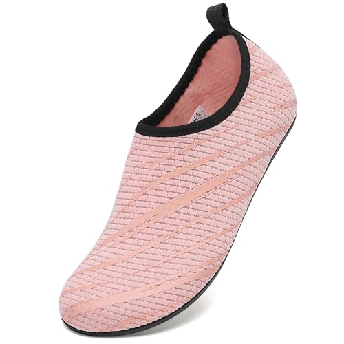 BARFULKER Schwimmschuhe Badeschuhe Damen Herren - Schnell Trocknend Strandschuhe Leicht Wasserschuhe Surfschuhe für Männer Frauen, Atmungsaktiv Aquaschuhe für Pool Beach Yoga, Rosa, 36 EU von BARFULKER