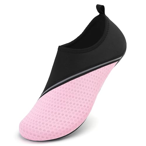 BARFULKER Schwimmschuhe Badeschuhe Damen Herren - Schnell Trocknend Wasserschuhe Atmungsaktiv Strandschuhe Surfschuhe für Männer Frauen, Aquaschuhe für Pool Beach Yoga, Rosa, 37 EU von BARFULKER