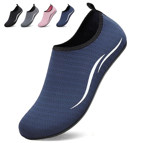 BARFULKER Schwimmschuhe Badeschuhe Damen Herren - Schnell Trocknend Wasserschuhe Leicht Strandschuhe Surfschuhe für Männer Frauen, Aquaschuhe für Pool Beach Yoga, Dunkelblau, 47 EU von BARFULKER