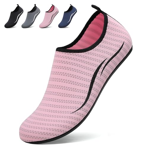 BARFULKER Schwimmschuhe Badeschuhe Damen Herren - Schnell Trocknend Wasserschuhe Leicht Strandschuhe Surfschuhe für Männer Frauen, Aquaschuhe für Pool Beach Yoga, Rosa, 41 EU von BARFULKER
