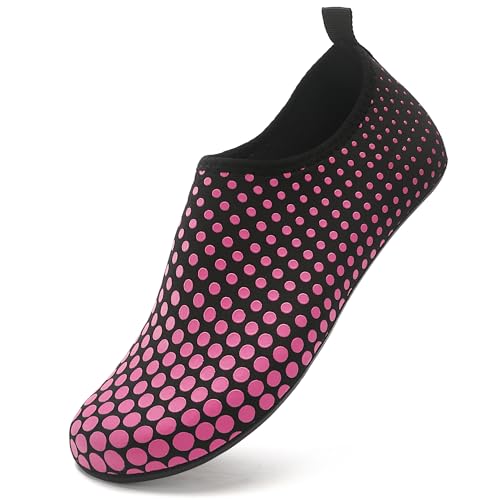 BARFULKER Schwimmschuhe Badeschuhe Damen Herren - Schnell Trocknend Wasserschuhe Leicht Strandschuhe Surfschuhe für Männer Frauen, rutschfeste Aquaschuhe für Pool Beach Yoga, Rosa, 38 EU von BARFULKER