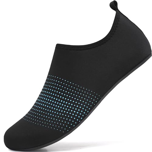 BARFULKER Wasserschuhe Badeschuhe Leicht Damen Schwimmschuhe Herren Schnell Trocknend Aquaschuhe rutschfeste Strandschuhe Surfschuhe Barfußschuhe für Männer Frauen Beach Pool, Schwarz Weiß 39 EU von BARFULKER