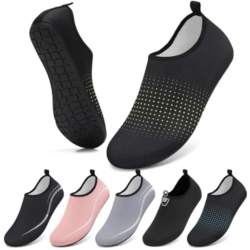 BARFULKER Wasserschuhe Damen Herren Badeschuhe Schwimmschuhe Schnell Trocknend Aquaschuhe rutschfeste Strandschuhe Surfschuhe Barfußschuhe Beach Pool Unisex(Sternenhimmel Grün 44 EU) von BARFULKER