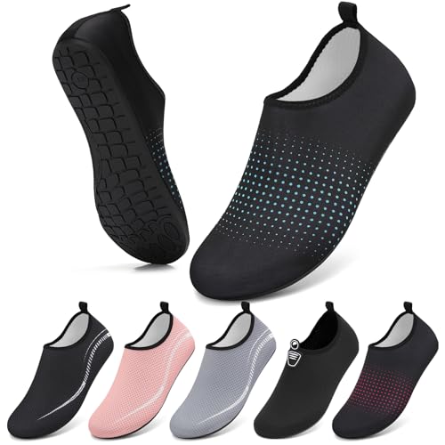 BARFULKER Wasserschuhe Damen Herren Badeschuhe Schwimmschuhe Schnell Trocknend Aquaschuhe rutschfeste Strandschuhe Surfschuhe Barfußschuhe Beach Pool Unisex(Sternenhimmel blau 44 EU) von BARFULKER