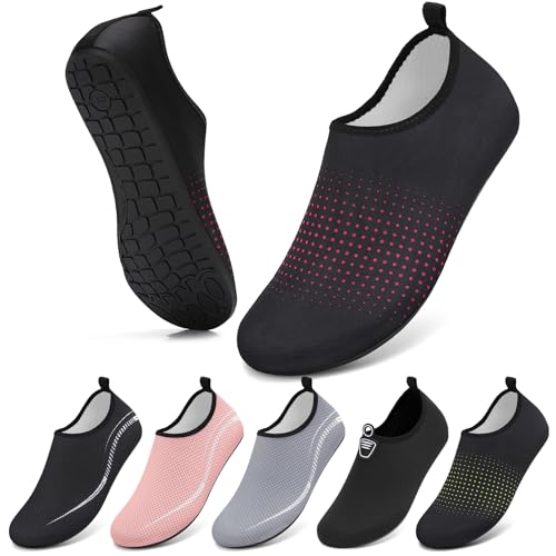 BARFULKER Wasserschuhe Damen Herren Badeschuhe Schwimmschuhe Schnell Trocknend Aquaschuhe rutschfeste Strandschuhe Surfschuhe Barfußschuhe Beach Pool Unisex(Sternenhimmel rosarot 41 EU) von BARFULKER