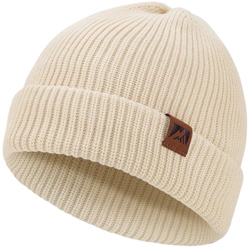BARFULKER Winter Beanie Mütze Herren Damen Warm Wintermützen Dehnbare Weiche Strickmütze Laufmützen Dehnbare Weiche Wollmütze Unisex Hat,Weiß von BARFULKER