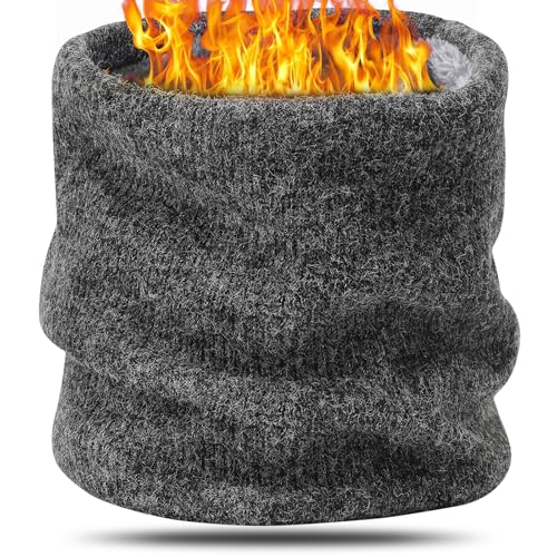 BARFULKER Winter Halsschlauch Herren Damen, Warm Gefüttert Strickschal Schlauchschal Ski Halswärmer Gesichtsschal Fleece Loop Schal Winddichte Gesichtsmaske Unisex, Dunkelgrau von BARFULKER