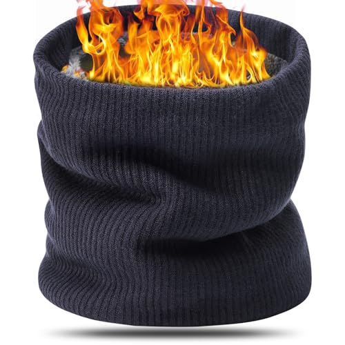 BARFULKER Winter Halsschlauch Herren Damen, Warm Gefüttert Strickschal Schlauchschal Ski Halswärmer Gesichtsschal Fleece Loop Schal Winddichte Gesichtsmaske Unisex, Marineblau von BARFULKER