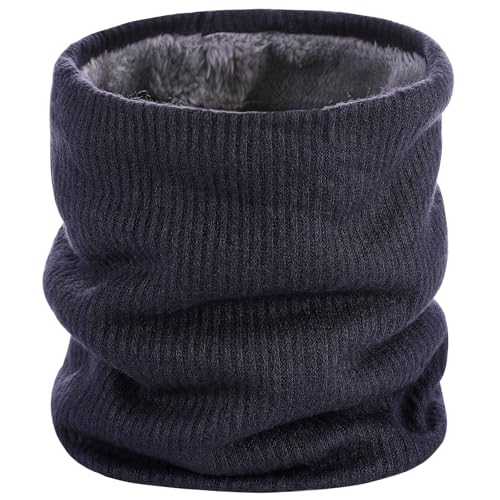 BARFULKER Winter Halsschlauch Herren Damen Warm Gefüttert Schal - Schlauchschal Halswärmer Gesichtsschal Fleece Loop Schal Winddichte Gesichtsmaske,Marineblau von BARFULKER