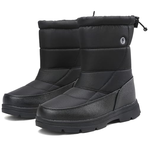 BARFULKER Winterschuhe Herren Damen Winterstiefel Warm Gefüttert Schneestiefel Leicht Wanderschuhe Trekkingschuhe Rutschfest Stiefel Outdoor Boots, Schwarz 42 EU von BARFULKER