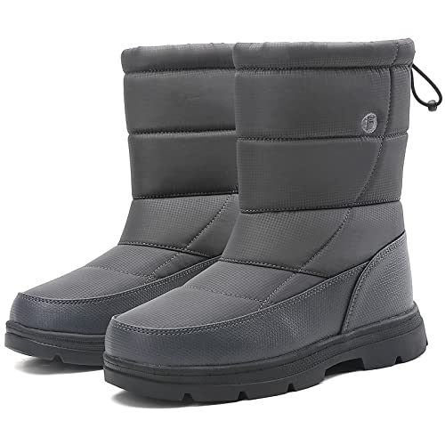 BARFULKER Winterstiefel Herren Damen Winterschuhe Warm Gefüttert Schneestiefel Leicht Wanderschuhe Trekkingschuhe Rutschfest Stiefel Outdoor Boots, Grau 46 EU von BARFULKER