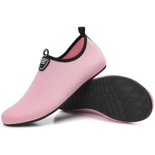 Badeschuhe Damen Wasserschuhe Frauen Neoprenschuhe Strandschuhe Aquaschuhe Surfschuhe Schwimmschuhe Wassersportschuhe Barfuß Schuhe Leicht Hausschuhe. Hellrosa, 37 EU von BARFULKER