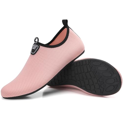 Badeschuhe Damen Wasserschuhe Frauen Neoprenschuhe Strandschuhe Aquaschuhe Surfschuhe Schwimmschuhe Wassersportschuhe Barfuß Schuhe Leicht Hausschuhe. Rosa, 37 EU von BARFULKER