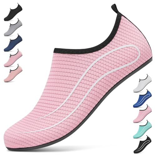 Damen Badeschuhe Wasserschuhe Frauen Neoprenschuhe Strandschuhe Aquaschuhe Surfschuhe Schwimmschuhe Wassersportschuhe Barfuß Schuhe Leicht Hausschuhe. Rosa, 42 EU von BARFULKER
