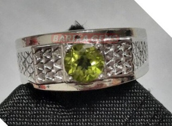 Grüner Peridot Männerring 925 Starling Silber Ring Runder Labradorit Geburtstag Geschenk Edelsteinring Hochzeit Verlobungsring von BARIKAGEMS