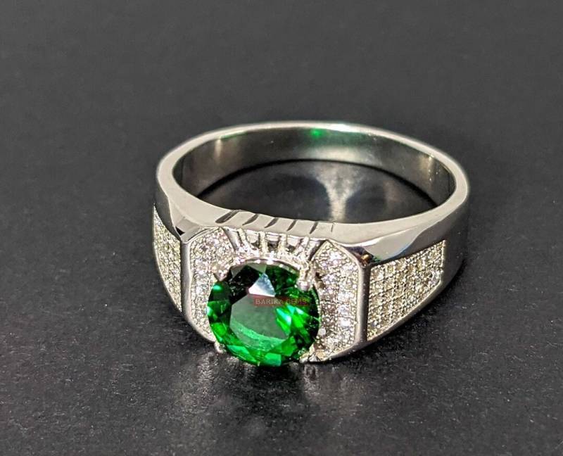 Grüner Smaragd Ring Für Männer 925 Sterling Silber Aaa Qualität Lab-Edelstein Versprechen Ehering Personalisieren Geschenk Ihn von BARIKAGEMS