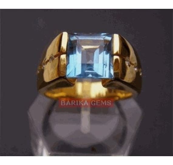 Schweizer Blautopas Ring 14K Vergoldete Silber Aaa Qiuality Lab-Edelstein Januar Birthstone Verlobung Personalisierte Geschenke von BARIKAGEMS
