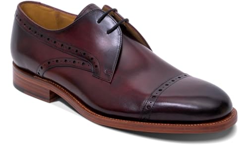 BARKER Wye Herren Oxford Brogue Leder Schuhe Handgemachte Zeitlose Eleganz und überlegene Handwerkskunst, Bordeaux handgebürstet, 47 EU von BARKER