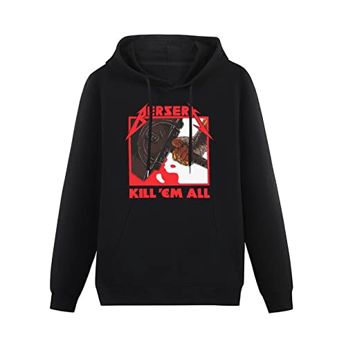 BARLOTUS Berserk Metal Animation Fighters Kill'Em All Men's Hoodies Graphic Pullover Sweatshirts Unisex Black Printed Hooded XXL von BARLOTUS