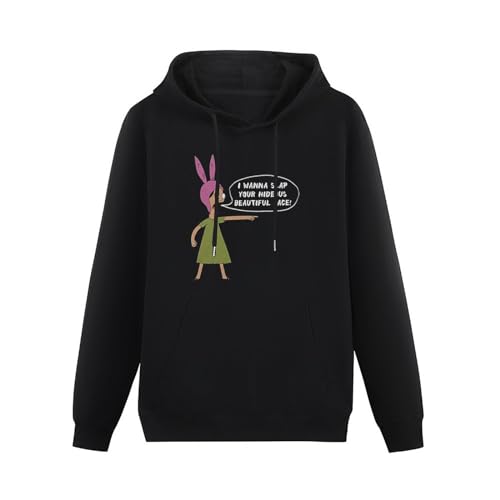 BARLOTUS Bob's Burgers I Wanna Slap Your Face Men's Hoodies Graphic Pullover Sweatshirts Unisex Black Printed Hooded XL von BARLOTUS