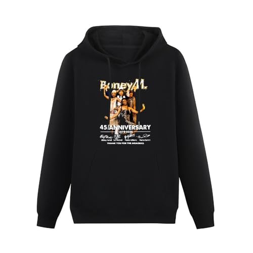 BARLOTUS Boney M 45th Anniversary Thank You for The Memories Men's Hoodies Graphic Pullover Sweatshirts Unisex Black Printed Hooded XL von BARLOTUS