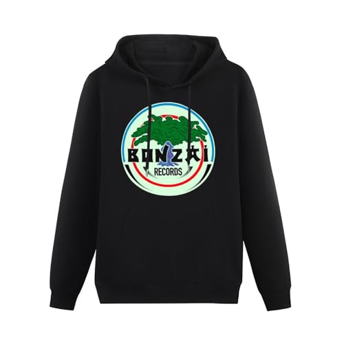 BARLOTUS Bonzai Records Men's Hoodies Graphic Pullover Sweatshirts Unisex Black Printed Hooded 3XL von BARLOTUS