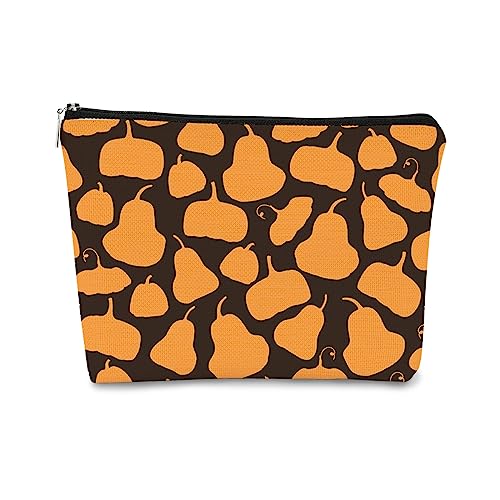 BARPERY Kürbis-Make-up-Tasche, orangefarbene Kosmetiktasche, kleine Make-up-Tasche, Make-up-Tasche, Organizer, Make-up-Taschen für Frauen und Mädchen, Herbstgeschenke, Kürbistasche von BARPERY