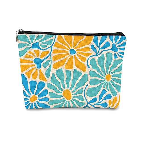 BARPERY Make-up-Tasche mit Blumenmuster, Blaue Blume, Matisse-Kosmetiktasche, kleine Make-up-Tasche, Make-up-Tasche, Organizer, Make-up-Taschen für Frauen und Mädchen, ästhetische Make-up-Tasche von BARPERY