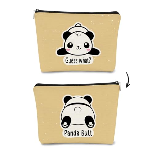 Panda-Geschenk-Make-up-Tasche, Geschenke für Panda-Liebhaber, Wonmen, Mädchen, niedlicher Baby-Panda-Guess What It's Pug Butt Kosmetiktasche, Make-up-Tasche für Teenager, Mädchen, Tochter, von BARPERY