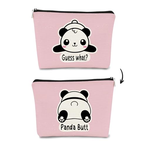 Panda-Geschenk-Make-up-Tasche, Geschenke für Panda-Liebhaber, Wonmen, Mädchen, niedlicher Baby-Panda-Guess What It's Pug Butt Kosmetiktasche, Make-up-Tasche für Teenager, Mädchen, Tochter, von BARPERY