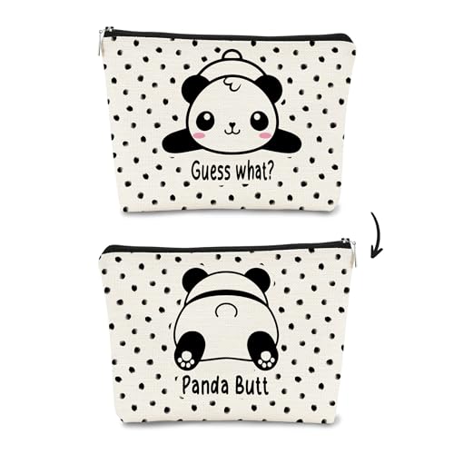 Panda-Geschenk-Make-up-Tasche, Geschenke für Panda-Liebhaber, Wonmen, Mädchen, niedlicher Baby-Panda-Guess What It's Pug Butt Kosmetiktasche, Make-up-Tasche für Teenager, Mädchen, Tochter, von BARPERY