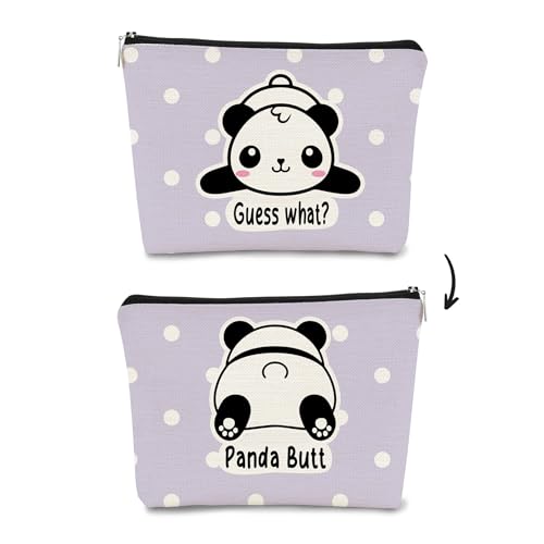 Panda-Geschenk-Make-up-Tasche, Geschenke für Panda-Liebhaber, Wonmen, Mädchen, niedlicher Baby-Panda-Guess What It's Pug Butt Kosmetiktasche, Make-up-Tasche für Teenager, Mädchen, Tochter, von BARPERY