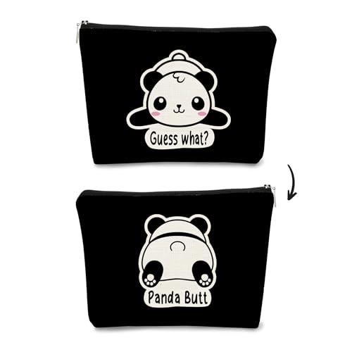 Panda-Geschenk-Make-up-Tasche, Geschenke für Panda-Liebhaber, Wonmen, Mädchen, niedlicher Baby-Panda-Guess What It's Pug Butt Kosmetiktasche, Make-up-Tasche für Teenager, Mädchen, Tochter, von BARPERY