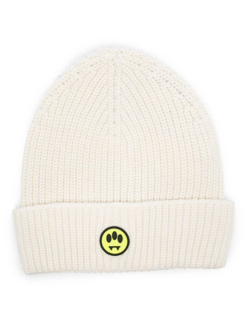 BARROW Gerippte Beanie mit Logo-Patch - Weiß von BARROW