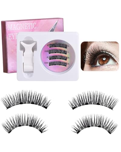 BARRU 1 Paar 3D Magnetische Wimpern - Natural Look Set ohne Kleber, Wiederverwendbar & Wasserdicht - Einfach zu Tragen mit Applikator, Kein Eyeliner benötigt（02） von BARRU