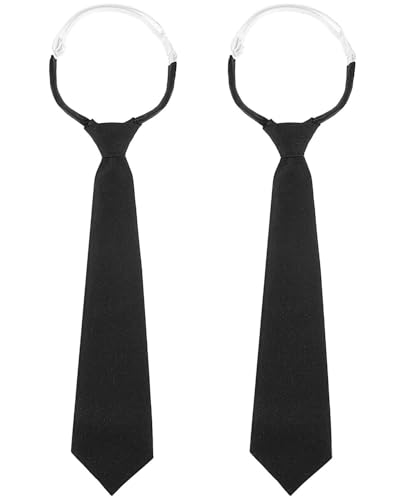 BARRU 2Pcs Schwarz Krawatten für Damen, Lange Krawatte, JK-Uniform-Krawatte,Schwarz Krawatten Für Damen, Verstellbare Krawatte, für Mädchen Abschlussfeier Geschäftshochzeit von BARRU
