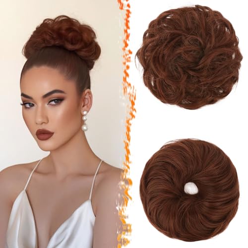 BARSDAR 2 Stücke Messy Bun Haarteil Mit Gummiband, Mittel Auburn Haar Dutt Haargummi Extensions für Damen Synthetisch Haaren Hochsteckfrisuren Dickes Haardutt Haarverlängerung Haarteile Tägliche BARSDAR 2 Stücke Messy Bun Haarteil Mit Gummiband, Mittel Auburn Haar Dutt Haargummi Extensions für Damen Synthetisch Haaren Hochsteckfrisuren Dickes Haardutt Haarverlängerung Haarteile Tägliche von BARSDAR