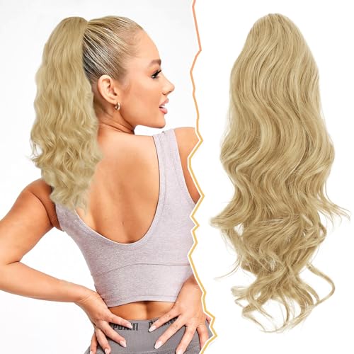 BARSDAR 40 cm Locken Kordelzug Pferdeschwanz Haarteil Haarverlängerung, Wellige Lockige Pferdeschwanz Verlängerung Synthetisches Haarteil Ponytail Extension für Frauen und Mädchen von BARSDAR