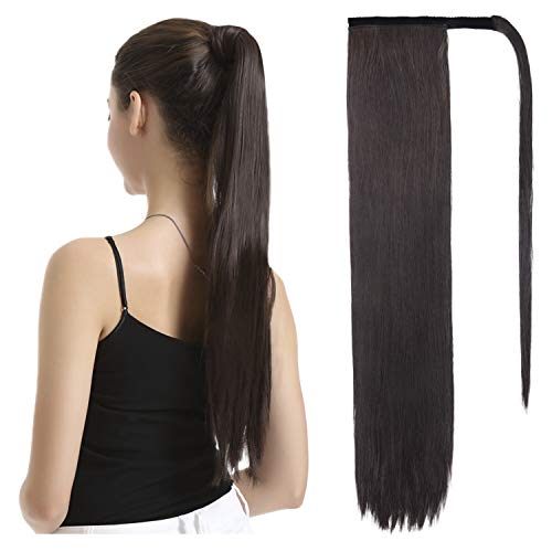 BARSDAR 65 cm lang glatt gewickelt Pferdeschwanz Verlängerung synthetisches Haar Zopf weiche Haarverlängerung Haarteil für Frauen/Mädchen 120 g Ponytail Extension von BARSDAR