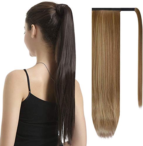 BARSDAR 70 cm lang glatt gewickelt Pferdeschwanz Verlängerung synthetisches Haar Zopf weiche Haarverlängerung Haarteil für Frauen/Mädchen 130 g Ponytail Extension von BARSDAR