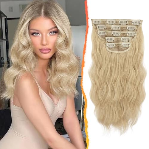 BARSDAR Clip in Extensions, 35cm Wellige Blond Haarverlängerung Clip in 5PCs Dickes Natürliche Weiches Synthetisches Clip in Haarteil Für Frauen Haarextension, Helles Asch Blond BARSDAR Clip in Extensions, 35cm Wellige Blond Haarverlängerung Clip in 5PCs Dickes Natürliche Weiches Synthetisches Clip in Haarteil Für Frauen Haarextension, Helles Asch Blond von BARSDAR