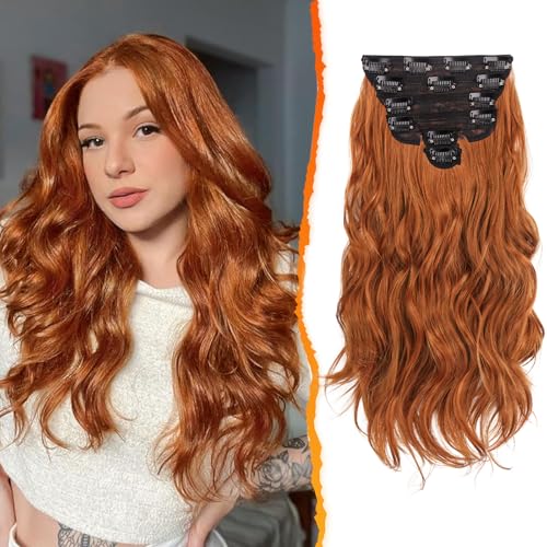 BARSDAR Clip-In Extensions Kupfer, 40CM Wellige Haarverlängerungen Für Frauen - 6PCs Dickes Natürliches Weiches Synthetisches Haarteile - Ingwer Kupfer BARSDAR Clip-In Extensions Kupfer, 40CM Wellige Haarverlängerungen Für Frauen - 6PCs Dickes Natürliches Weiches Synthetisches Haarteile - Ingwer Kupfer von BARSDAR