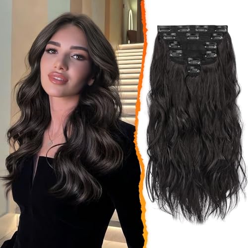 BARSDAR Clip in Extensions Schwarz Braun, 40CM Wellige Clip in Haarverlängerungen Für Frauen 6PCs Dickes Natürliches Weiches Synthetisches Clip in Haarteile Haare Extensions - Schwarz Braun BARSDAR Clip in Extensions Schwarz Braun, 40CM Wellige Clip in Haarverlängerungen Für Frauen 6PCs Dickes Natürliches Weiches Synthetisches Clip in Haarteile Haare Extensions - Schwarz Braun von BARSDAR