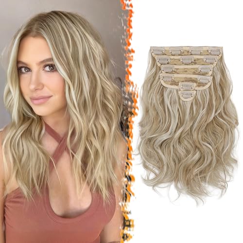 BARSDAR Clip-in Haarverlängerung Kurzes Welliges Blond Mittel Blond mit Highlights Clip-in Extensions Damen 30cm 6PCs Dickes Synthetisches Haarteil Haarextension BARSDAR Clip-in Haarverlängerung Kurzes Welliges Blond Mittel Blond mit Highlights Clip-in Extensions Damen 30cm 6PCs Dickes Synthetisches Haarteil Haarextension von BARSDAR