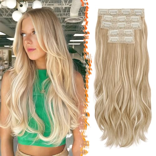 BARSDAR Clip in Hair Extensions Blond, 50cm Wellige Clip in Haarverlängerungen für Frauen 5PCs Voller Kopf Haarextension Synthetisches Haarteil Extensions - Mittelblond Gemischt BARSDAR Clip in Hair Extensions Blond, 50cm Wellige Clip in Haarverlängerungen für Frauen 5PCs Voller Kopf Haarextension Synthetisches Haarteil Extensions - Mittelblond Gemischt von BARSDAR