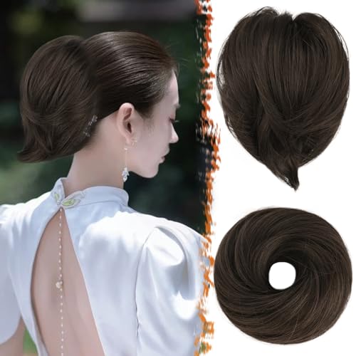 BARSDAR Haarteil Hair Extensions Haarknoten-Pferdeschwanz-Verlängerung,Gerades synthetisches Haarteil, kurzes Pferdeschwanz-Brötchen, Haarschmuck einfach Scrunchie für Frauen von BARSDAR